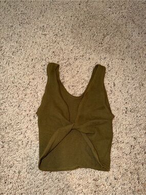 Olive Twist-Front Knit Tank Top